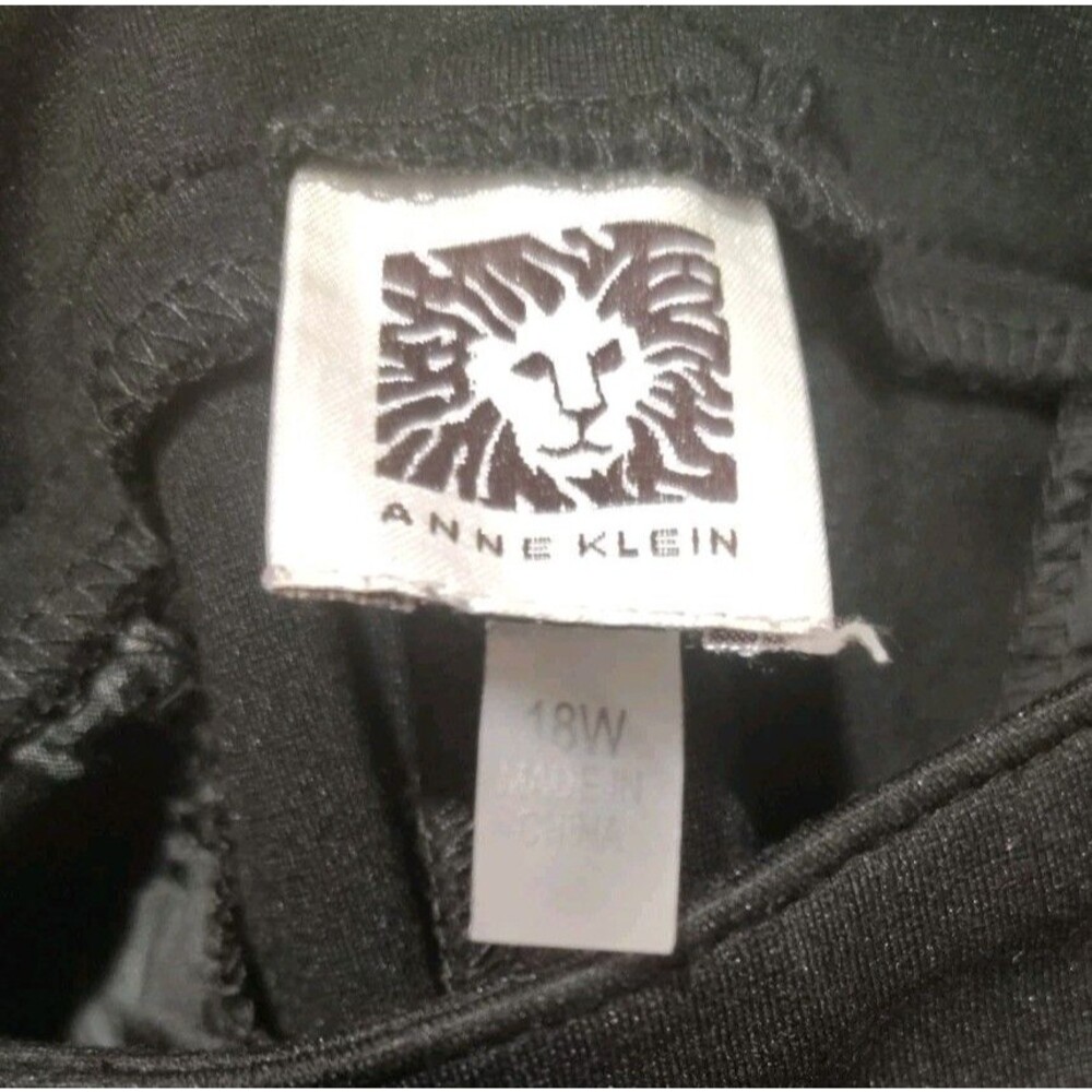 Anne Klein Womens Plus Size 18W Black Stretch Pants Gold Zipper Pocket Classic - Picture 8 of 9